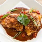 Tuesday 4/14 Dinner Special: Cheese-stuffed blue corn crusted chicken